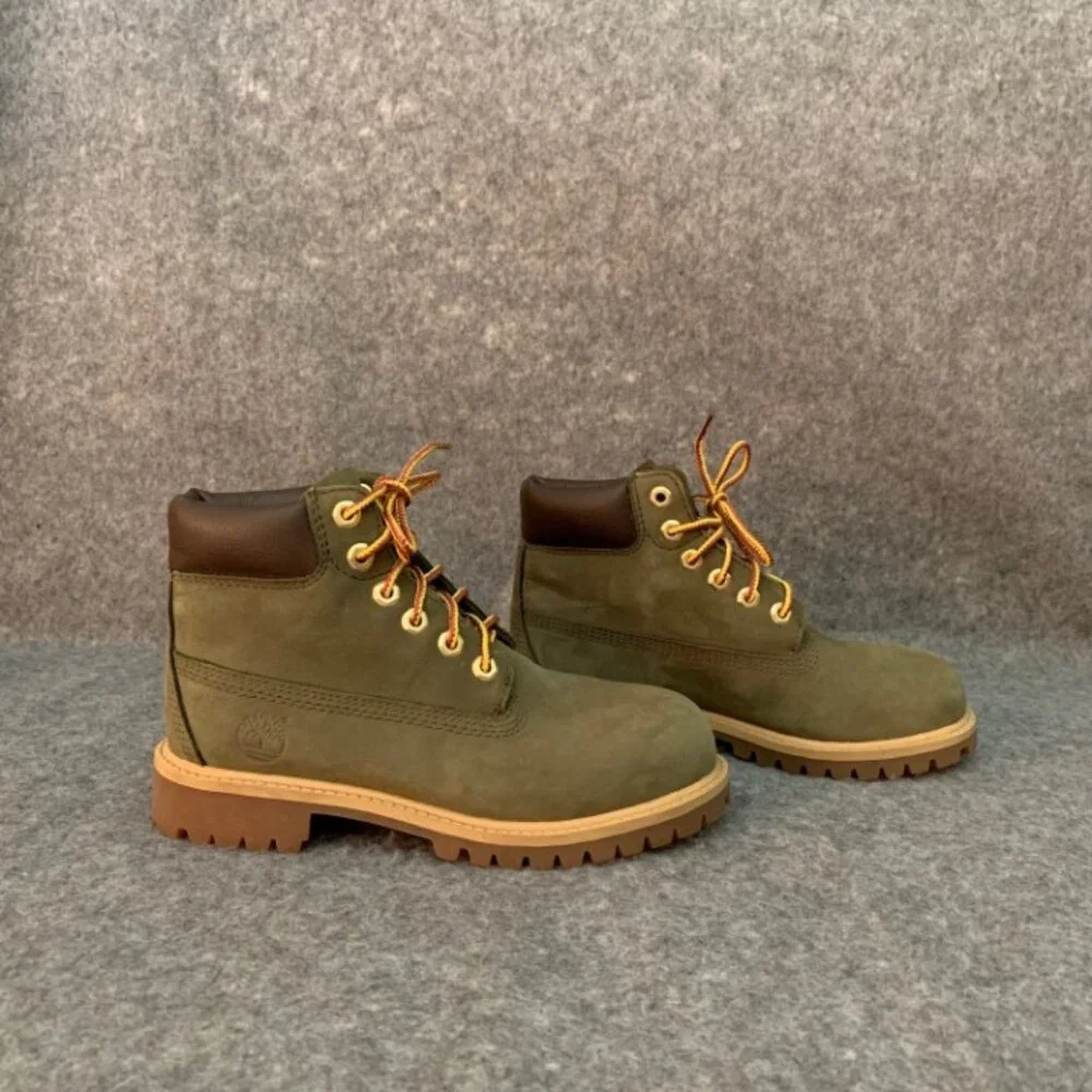 Timberland Green Leather Boys Youth Suede Lace Up Ankle Boots - Picture 6 of 10